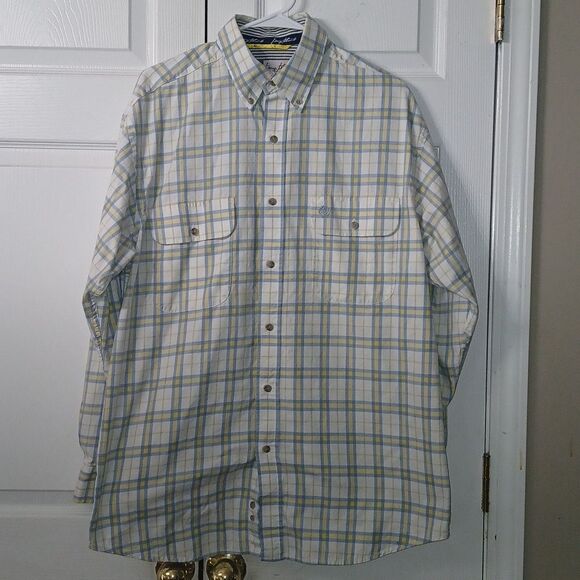 Wrangler Cowboy Cut Collection George Strait Button Shirt blue white  yellow  L - Picture 1 of 10